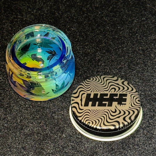 Blown Glass Fume Jar, Leaf Pattern, Threaded Lid