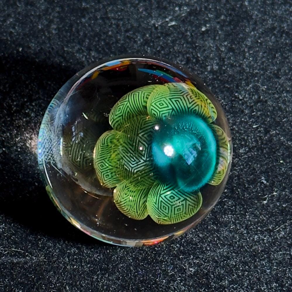 Gold and Silver fume blown glass marble HD series: "Boxplosion" 35mm