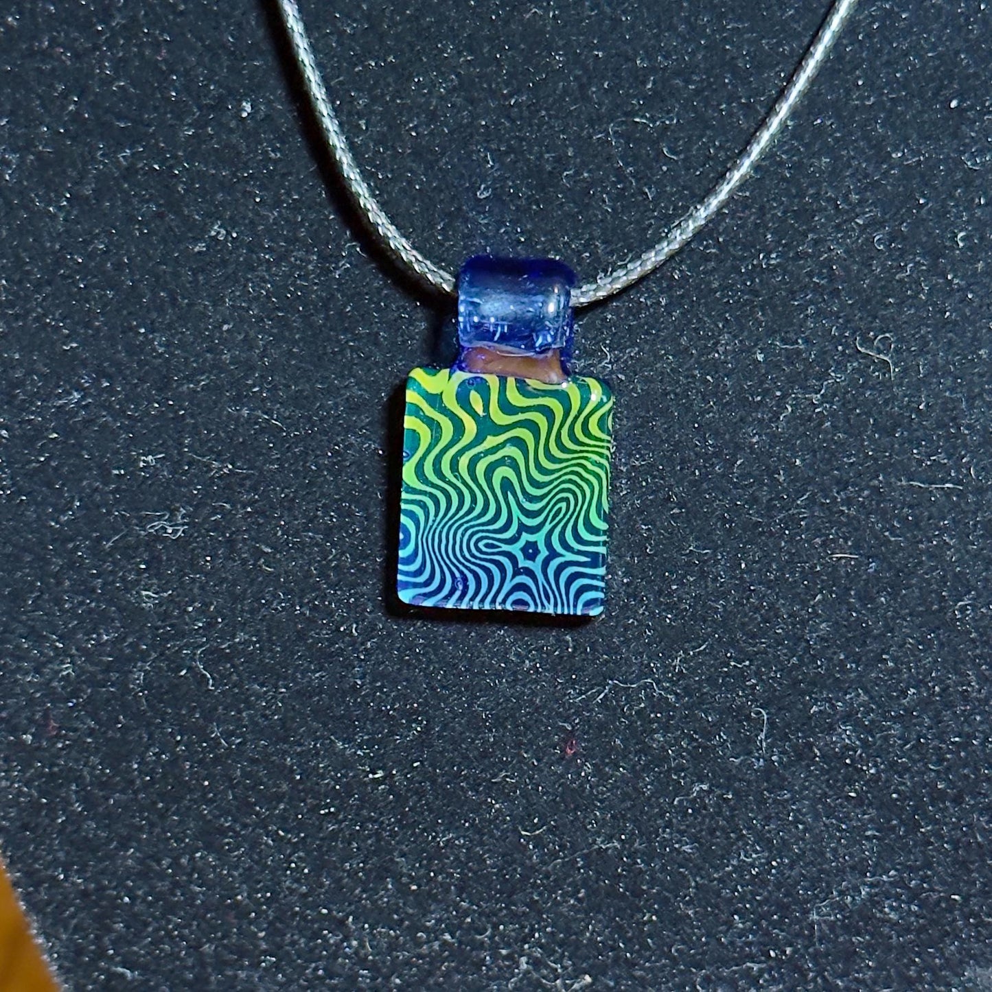 Hand blown glass pendant - pattern tile, gold and silver fumed mini necklace pendant
