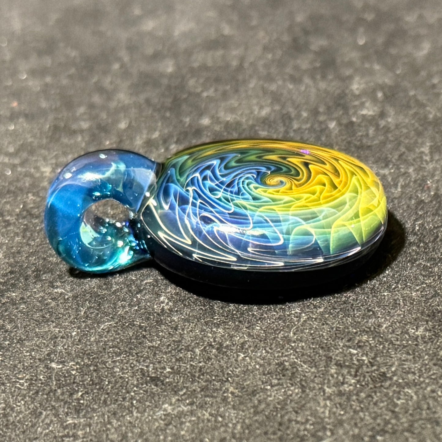 Fume linework implosion pendant with marina blue bale