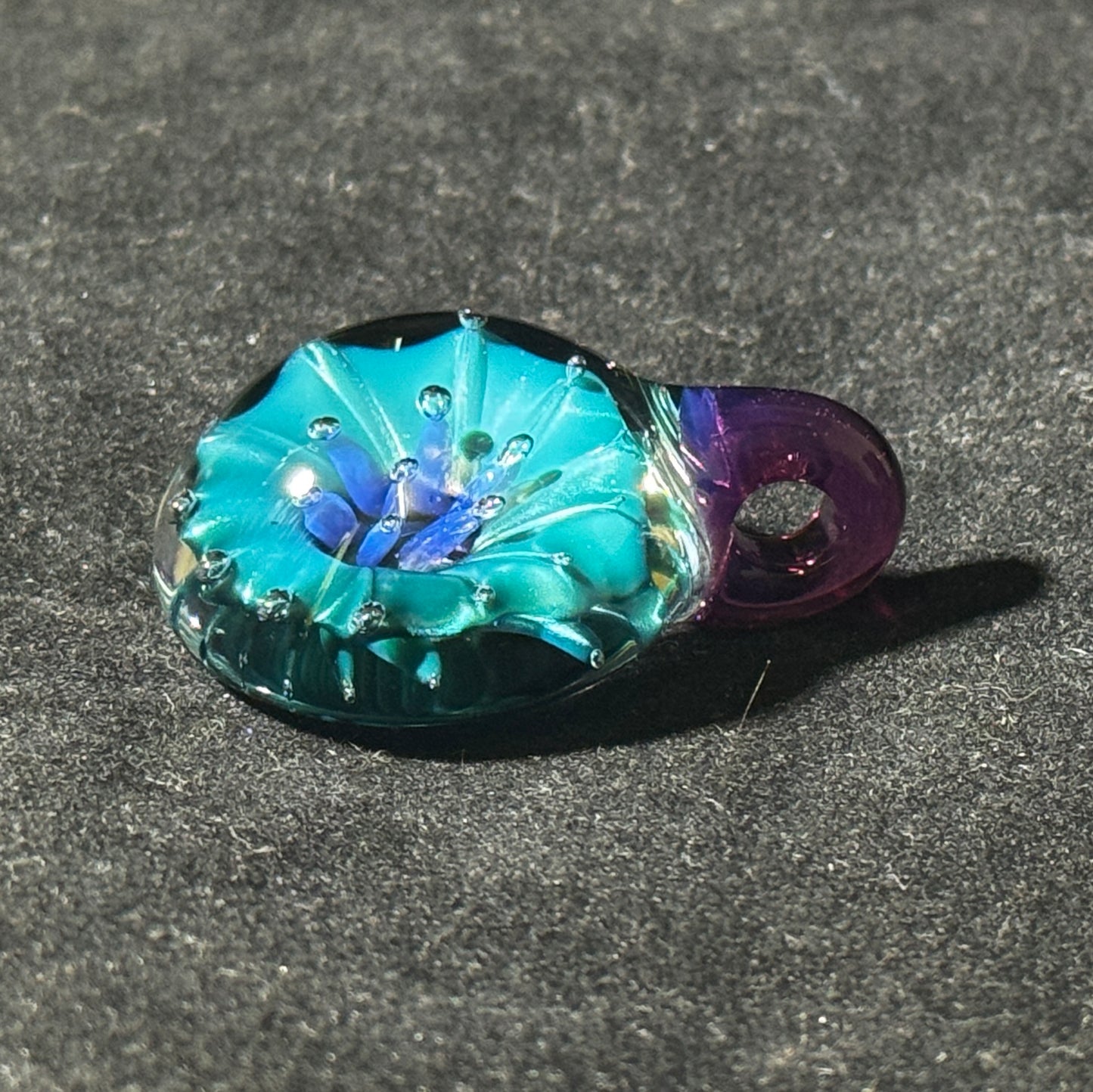 Neptunium Royal Jelly - blown glass flower pendant