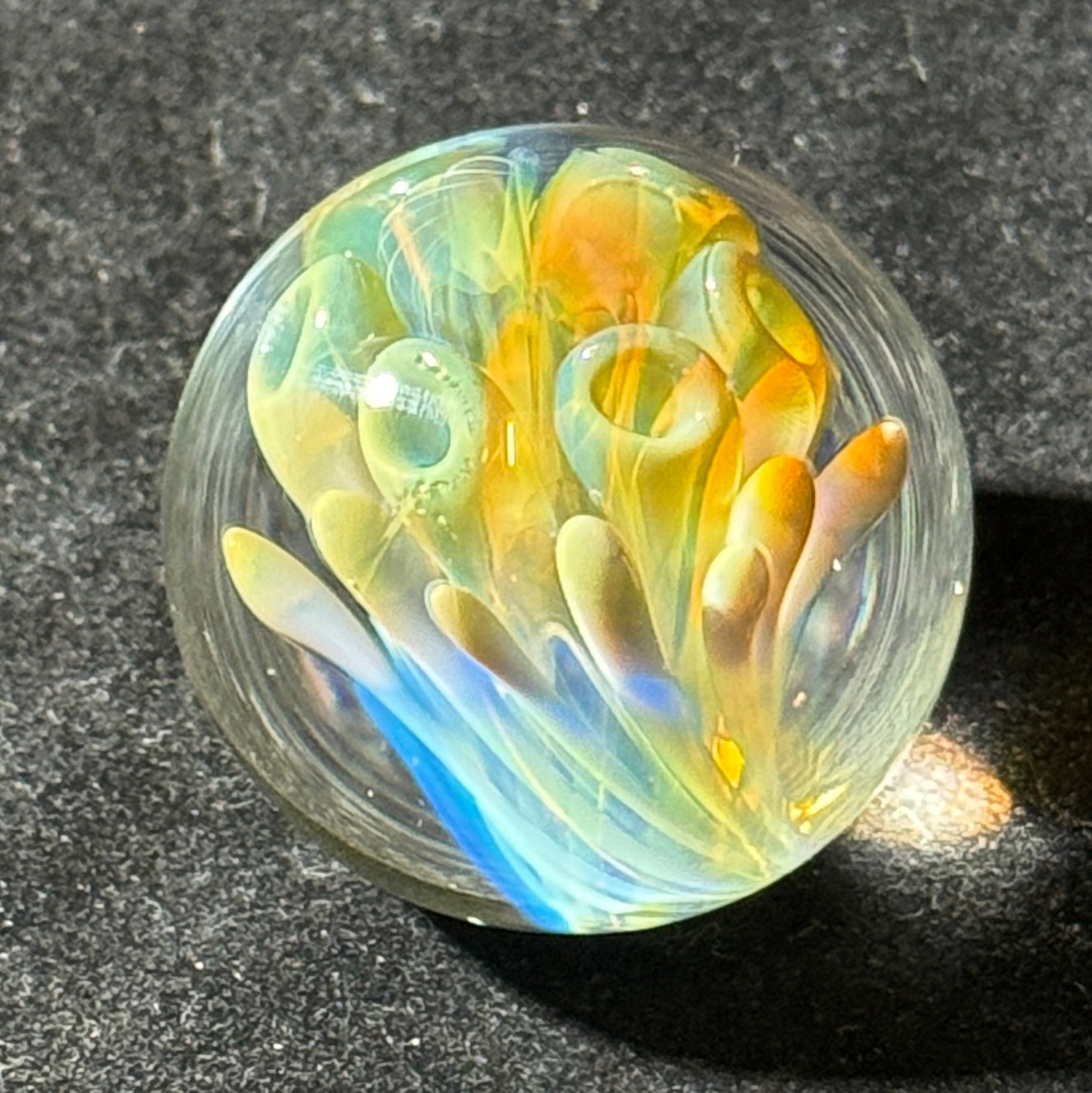 Fume implosion marble , gold and silver fume 34mm