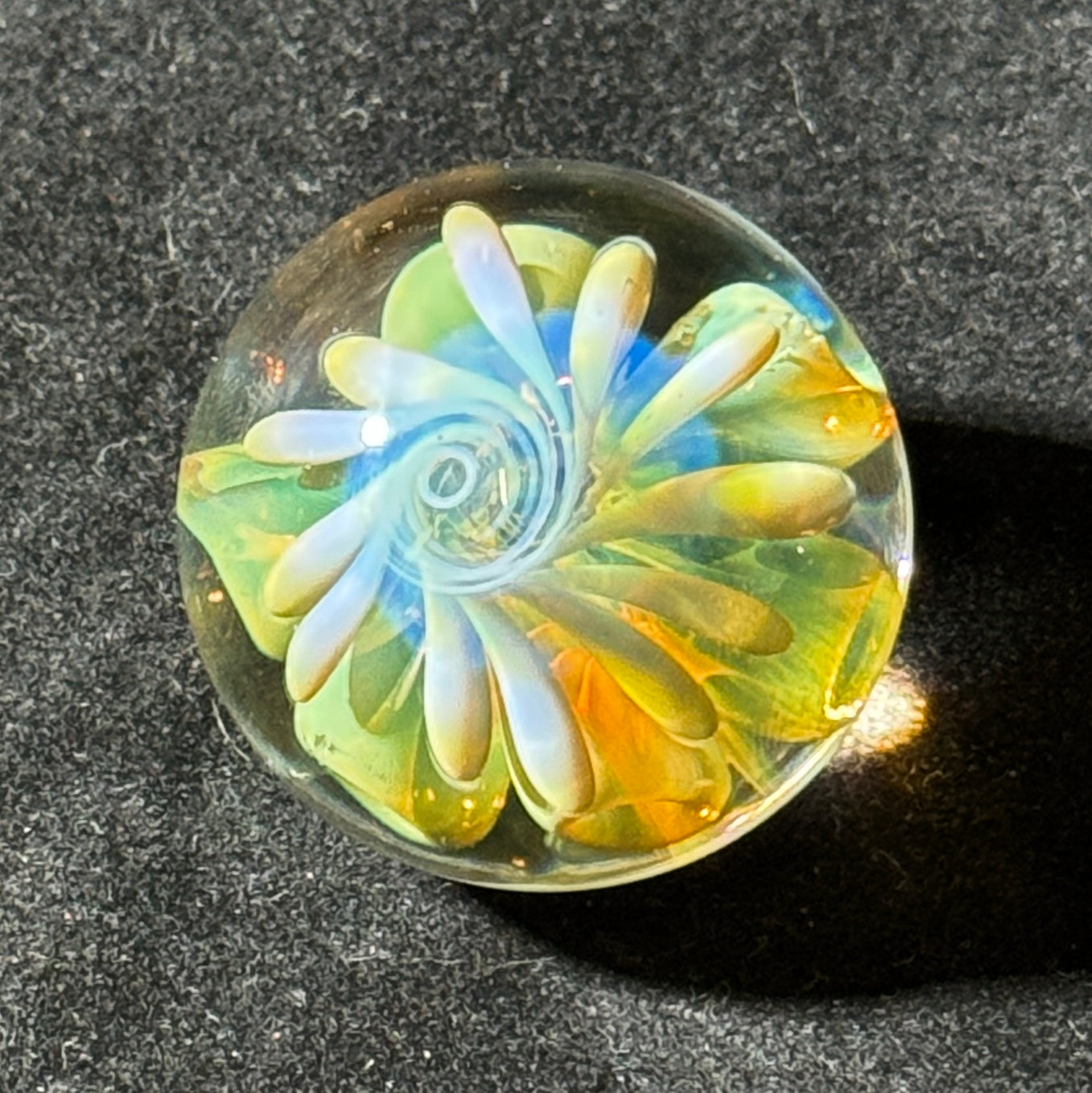 Fume implosion marble , gold and silver fume 34mm