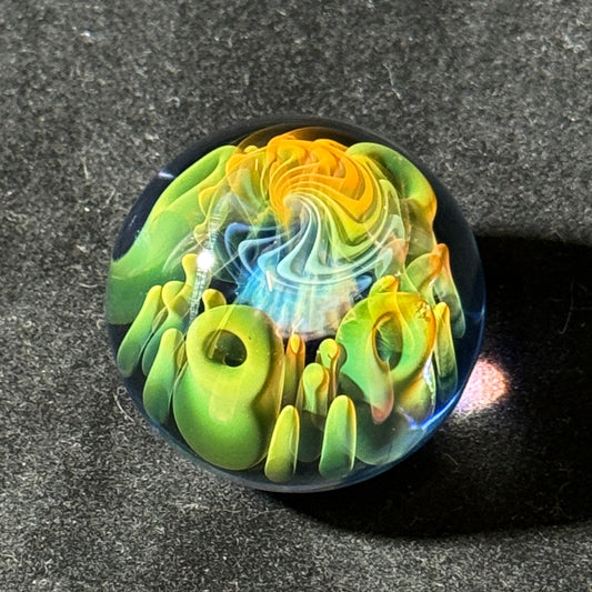 Fume wigwag implosion marble , gold and silver fume 36mm