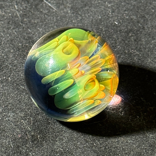 Fume wigwag implosion marble , gold and silver fume 36mm