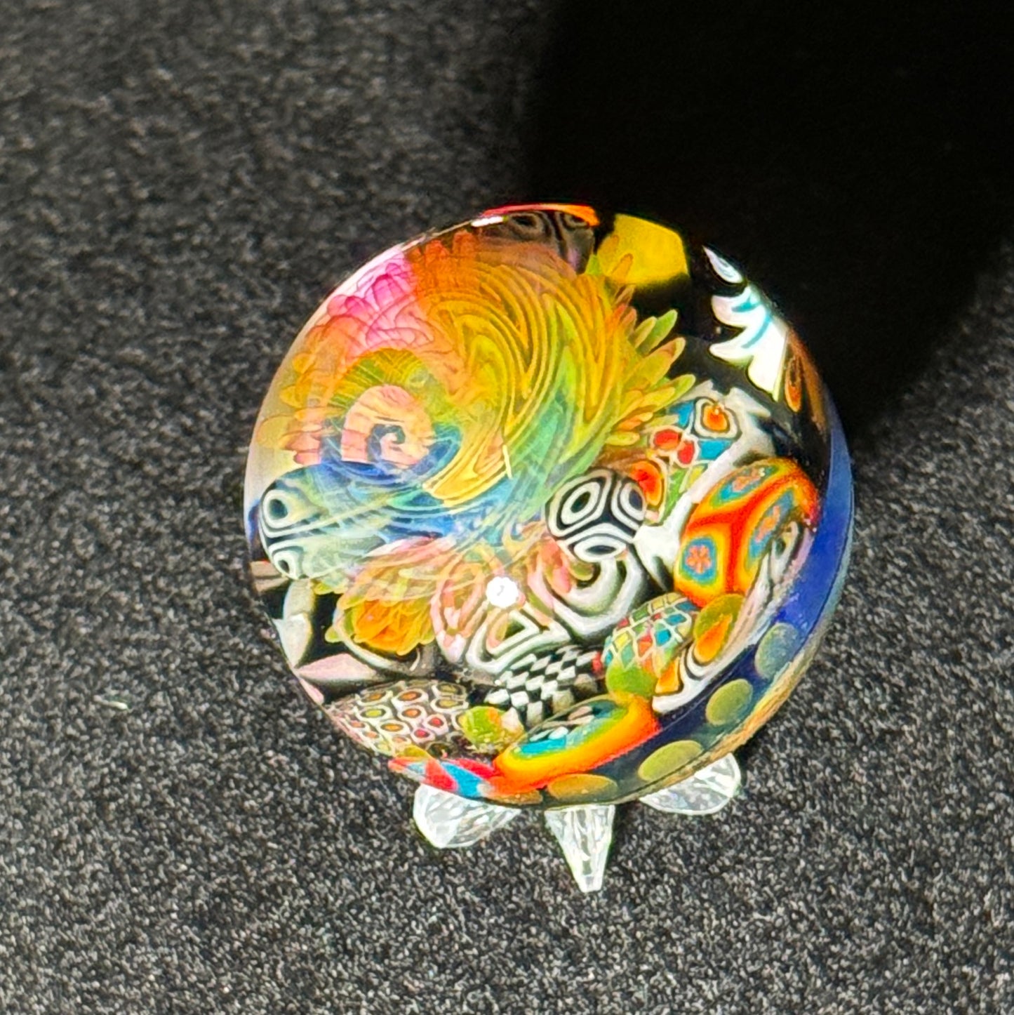 colorful murrine encasement and fume rainbow dot implosion marble, 40mm