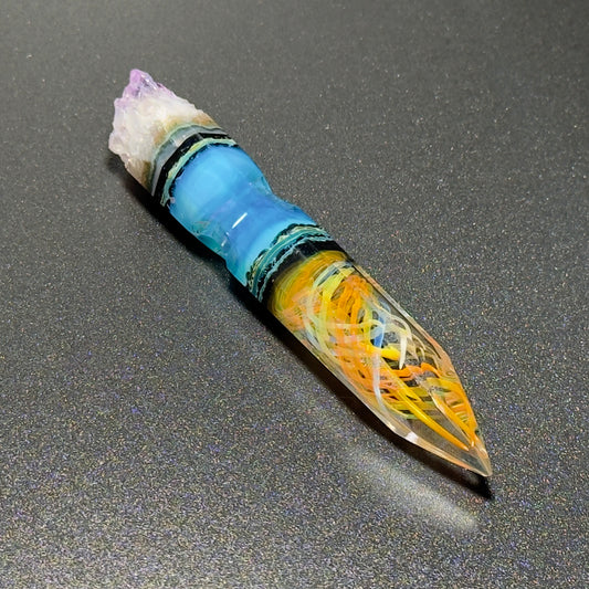 Fume Crystal "Core Sample" #1 - Amethyst and Borosilicate Pendant