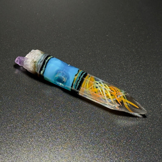 Fume Crystal "Core Sample" #1 - Amethyst and Borosilicate Pendant