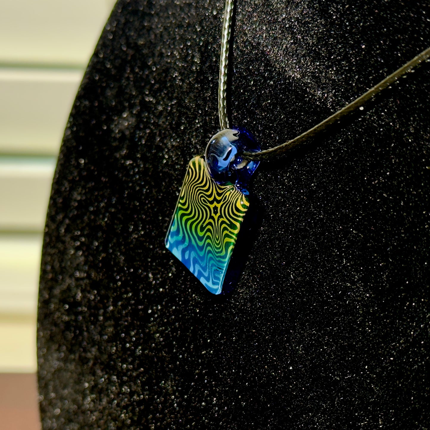 Hand blown glass pendant - pattern tile, gold and silver fumed mini necklace pendant