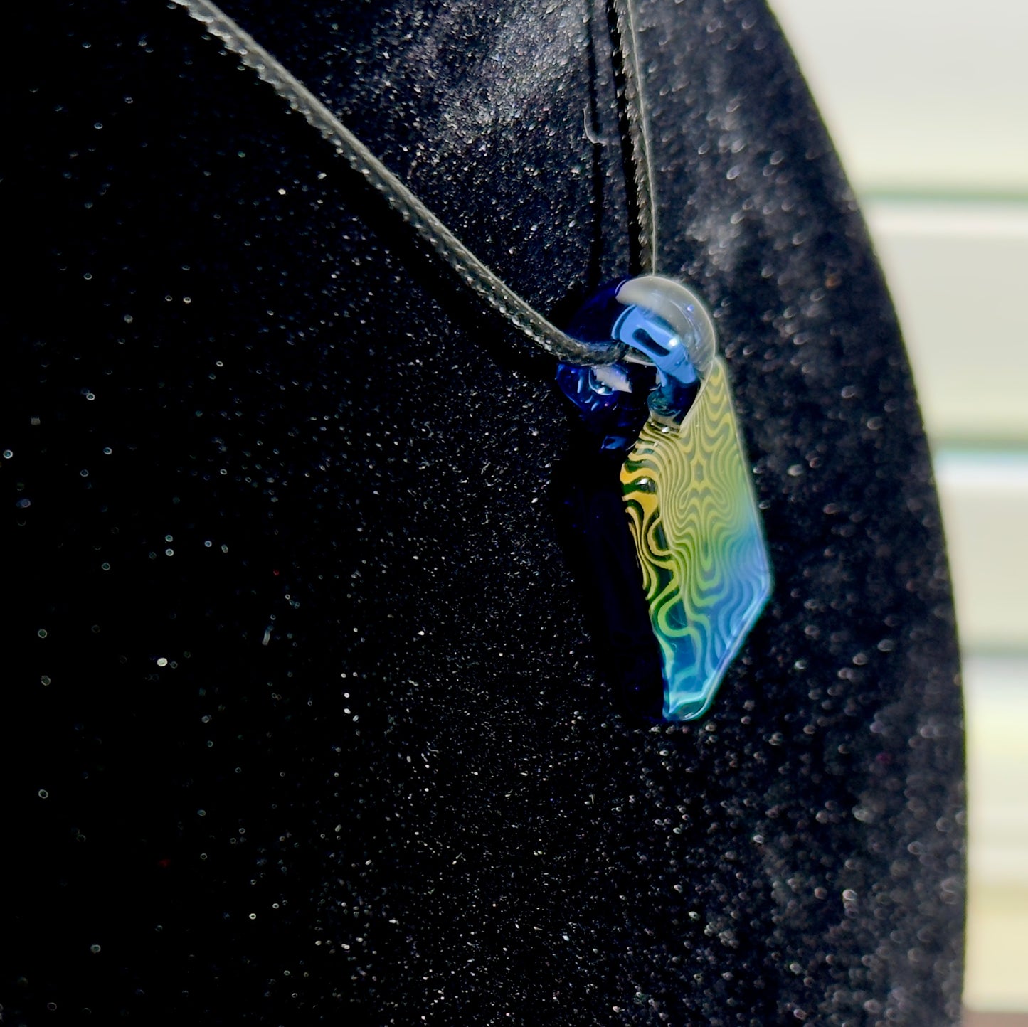 Hand blown glass pendant - pattern tile, gold and silver fumed mini necklace pendant