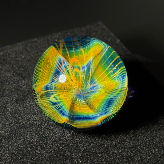 Fume spiral pathway blown glass marble - gold and silver fumed marble - 40mm