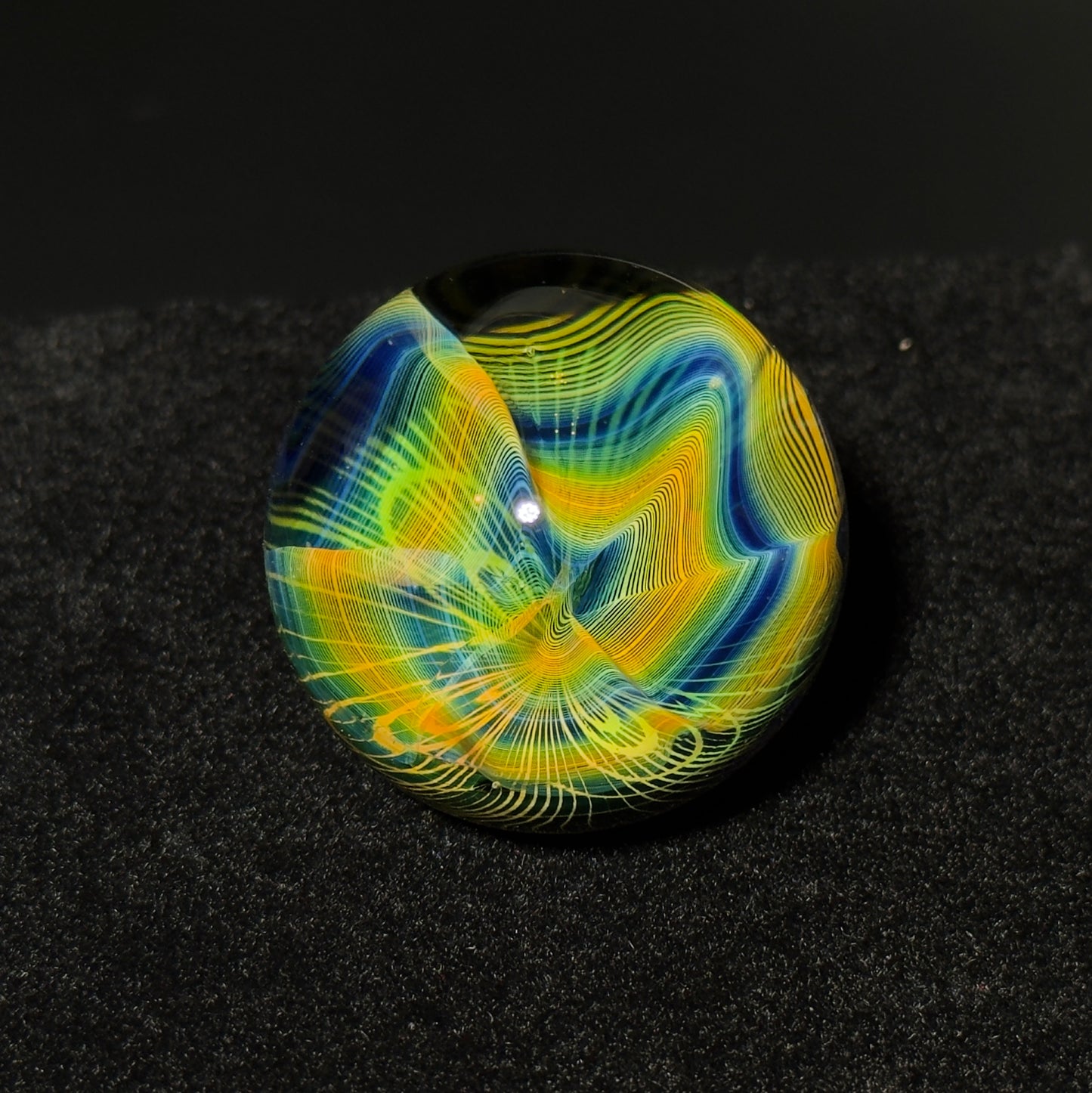 Fume spiral pathway blown glass marble - gold and silver fumed marble - 40mm