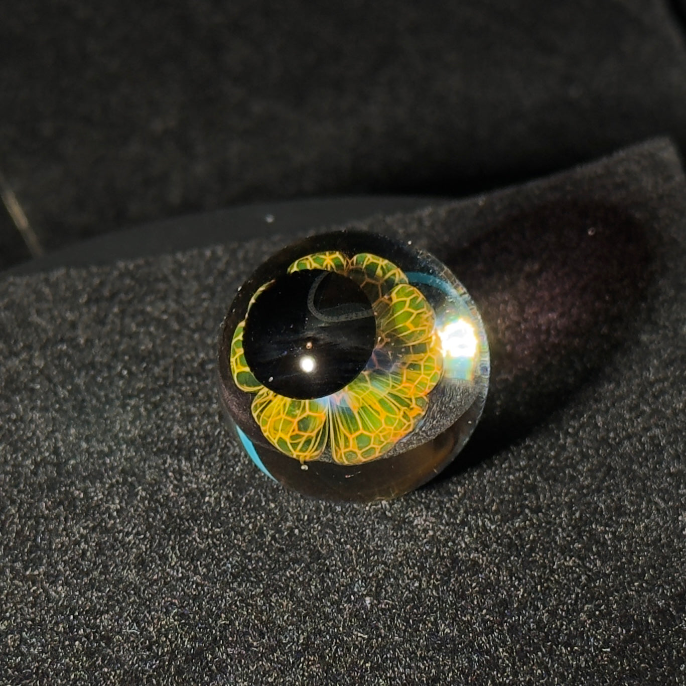 Gold and silver fume blown glass marble 27mm - Honeycomb Drip marble