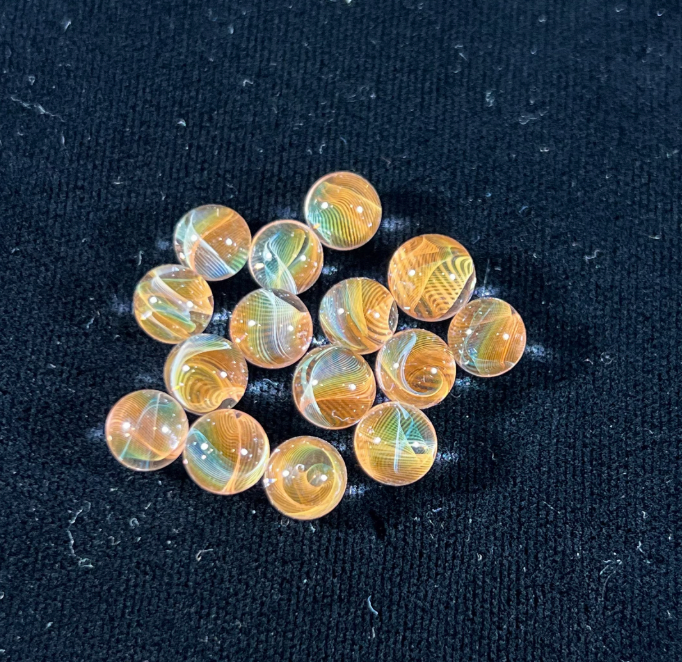 Gold and Silver Fume Thin Line Blown Glass Pearl