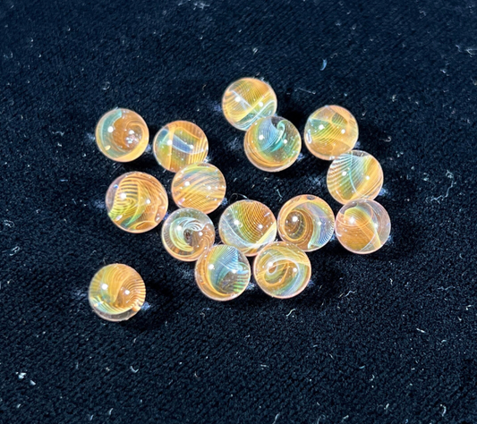 Gold and Silver Fume Thin Line Blown Glass Pearl