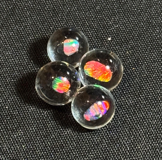 Small tumbled rainbow opal glass blown marble, 13-14mm