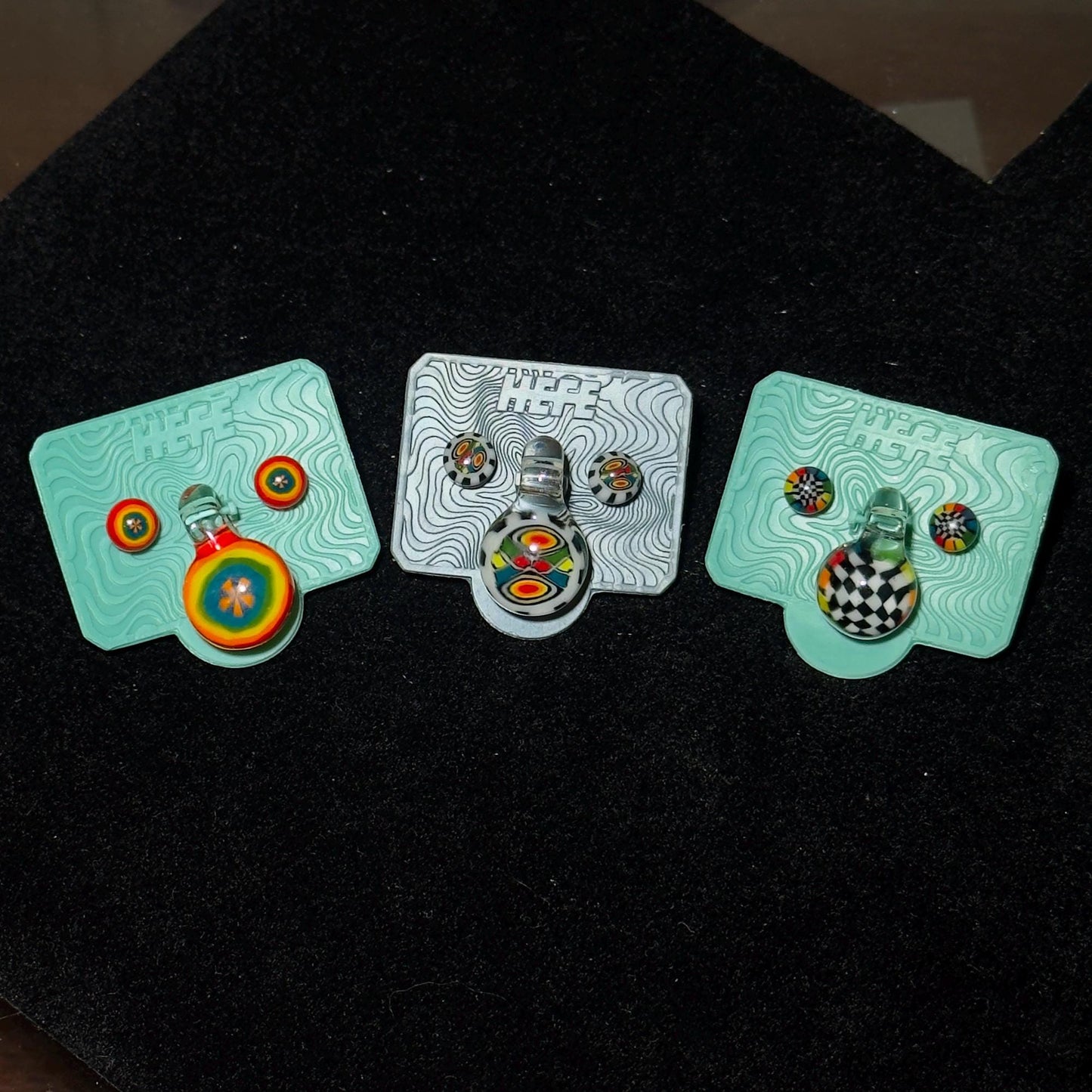 Blown Glass Stud Earrings and Matching Pendant sets - multiple variations
