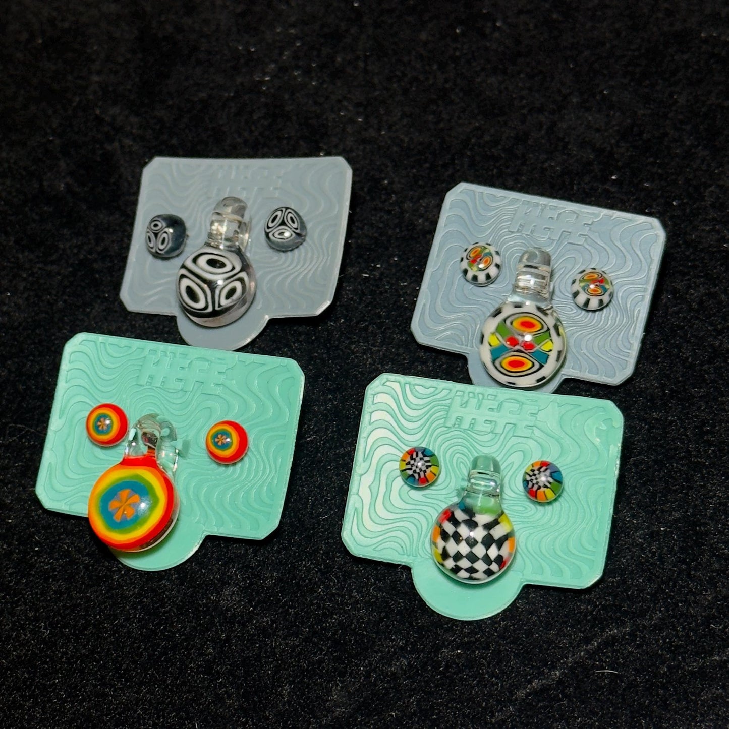 Blown Glass Stud Earrings and Matching Pendant sets - multiple variations