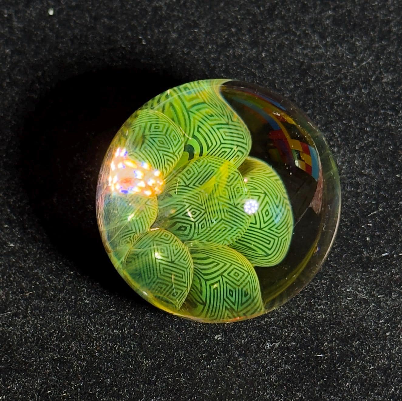 Gold and Silver fume blown glass marble HD series: "Boxplosion" 35mm