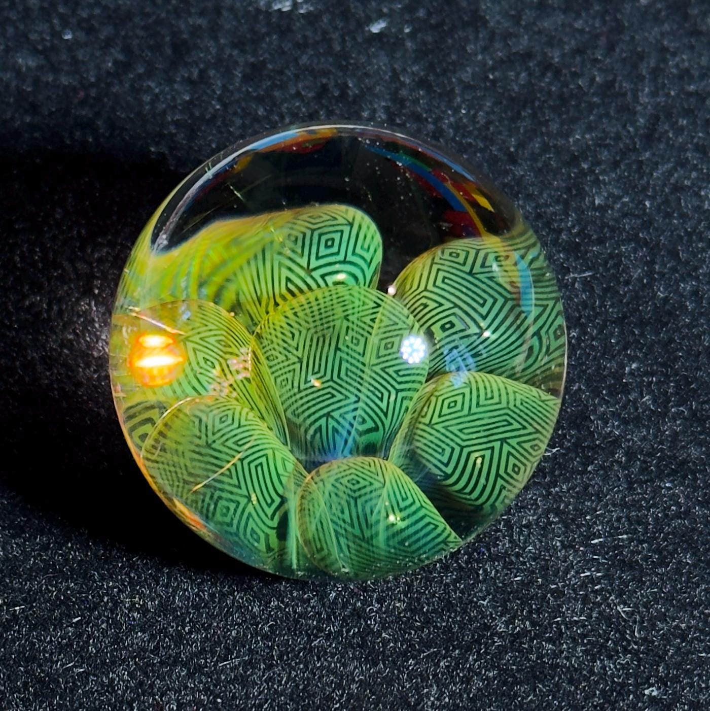 Gold and Silver fume blown glass marble HD series: "Boxplosion" 35mm