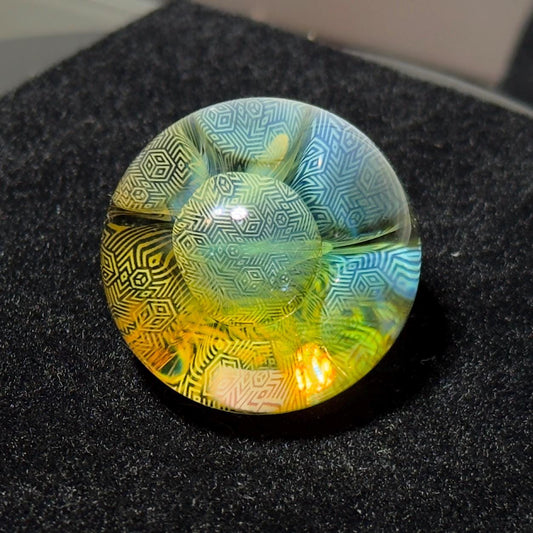 Gold and Silver fume blown glass marble HD series: "Floating Box Bubbles"  30mm