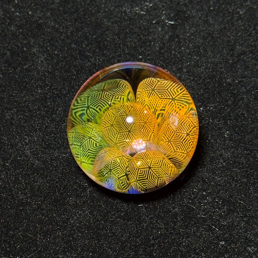 Gold and Silver fume blown glass marble HD series: "Hex Diamond Bubbles"  34mm