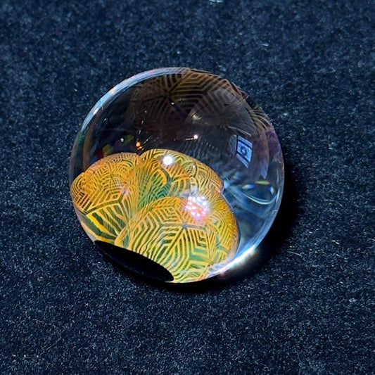 Gold and Silver fume blown glass marble HD series: "Hex Diamond Bubbles"  34mm