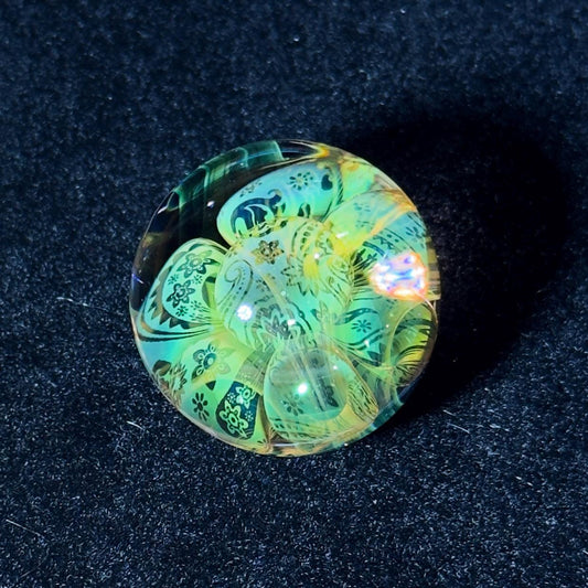 Gold and Silver fume blown glass marble HD series: "Paisley Bubbles" 29mm