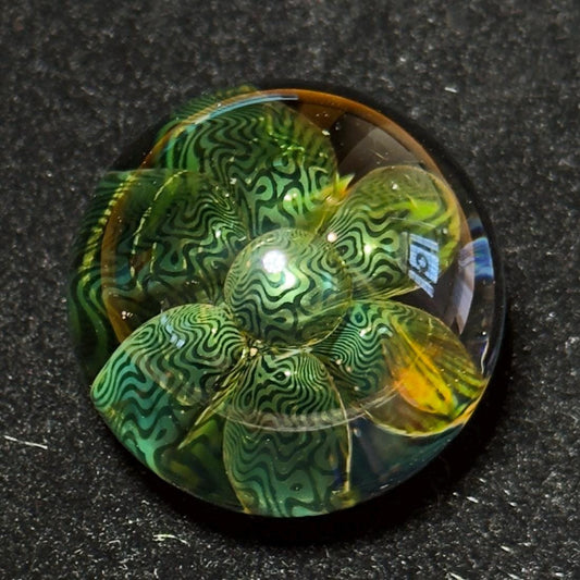 Gold and Silver fume blown glass marble HD series: "Squiggledot" 34mm