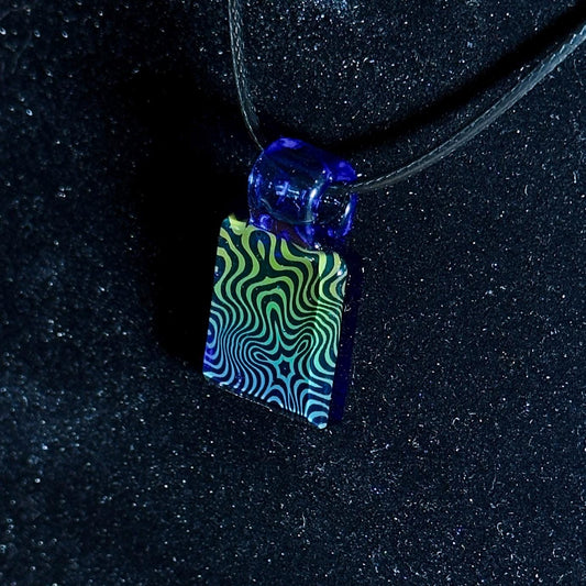 Hand blown glass pendant - pattern tile, gold and silver fumed mini necklace pendant