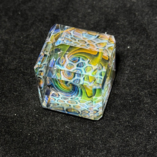 Fume and murrine tile backdrop cube, 39mm