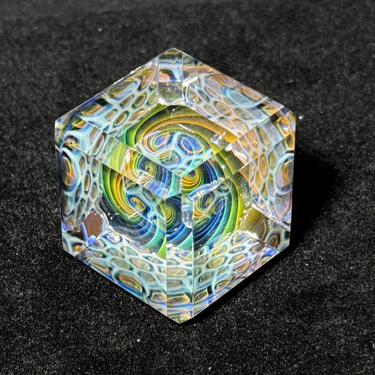 Fume and murrine tile backdrop cube, 39mm