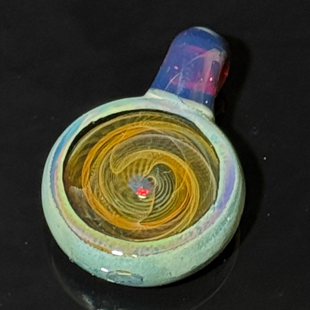 Opal fume gold and silver geode pendant