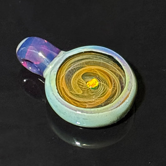 Opal fume gold and silver geode pendant