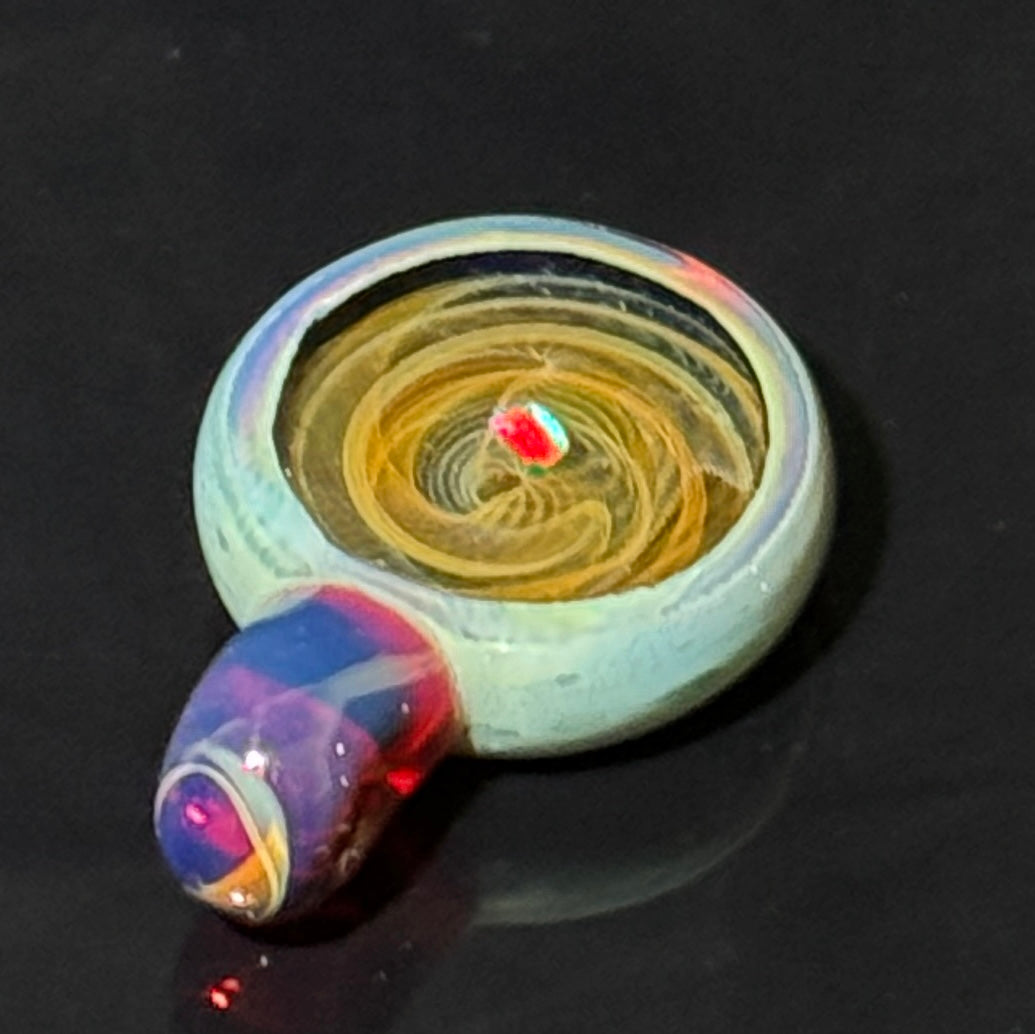 Opal fume gold and silver geode pendant