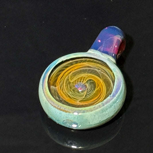 Opal fume gold and silver geode pendant