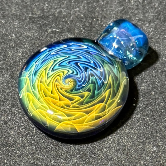 Fume linework implosion pendant with marina blue bale