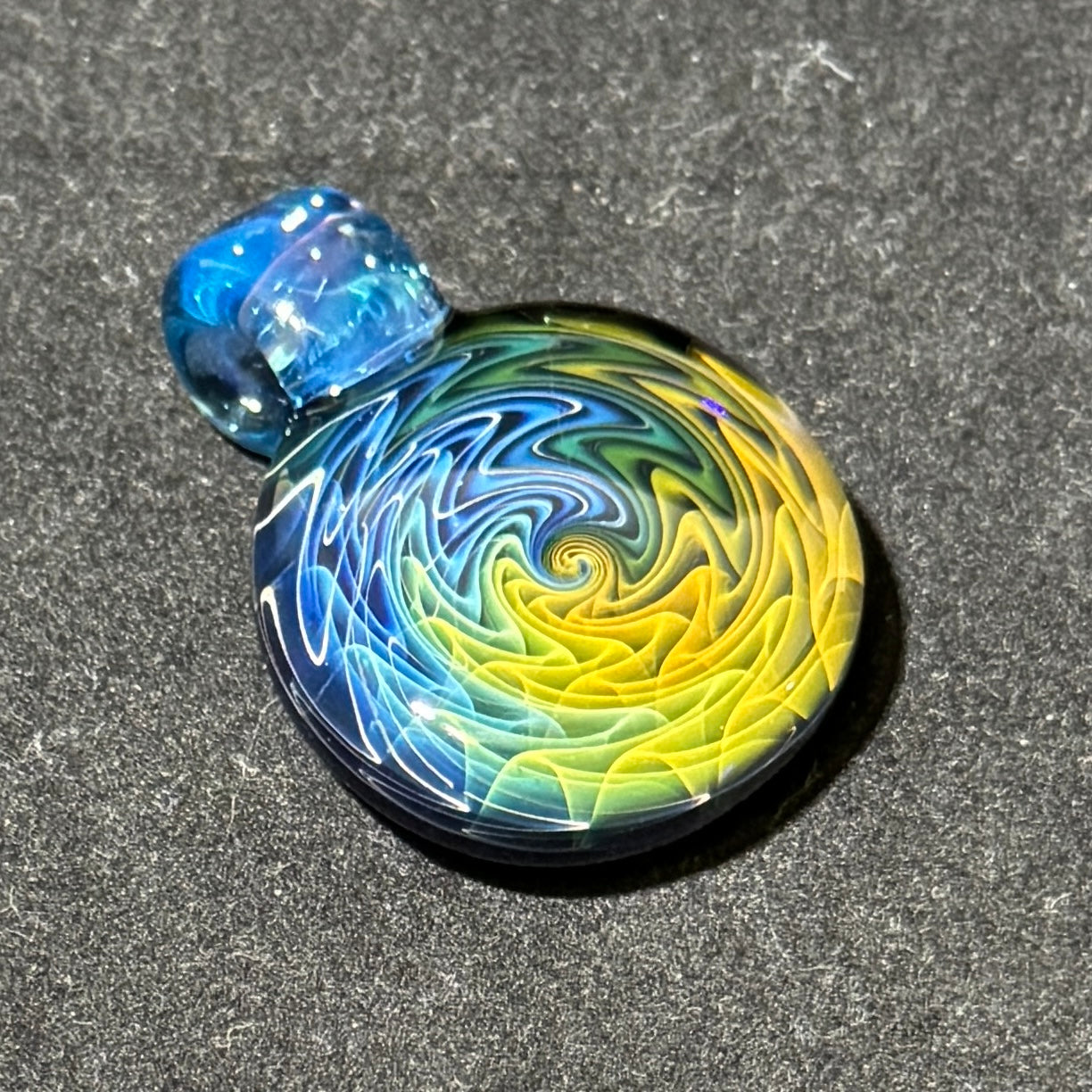 Fume linework implosion pendant with marina blue bale