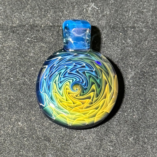 Fume linework implosion pendant with marina blue bale