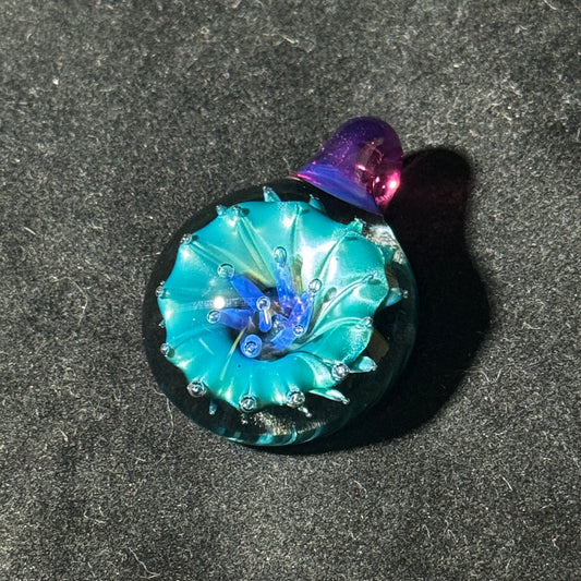 Neptunium Royal Jelly - blown glass flower pendant
