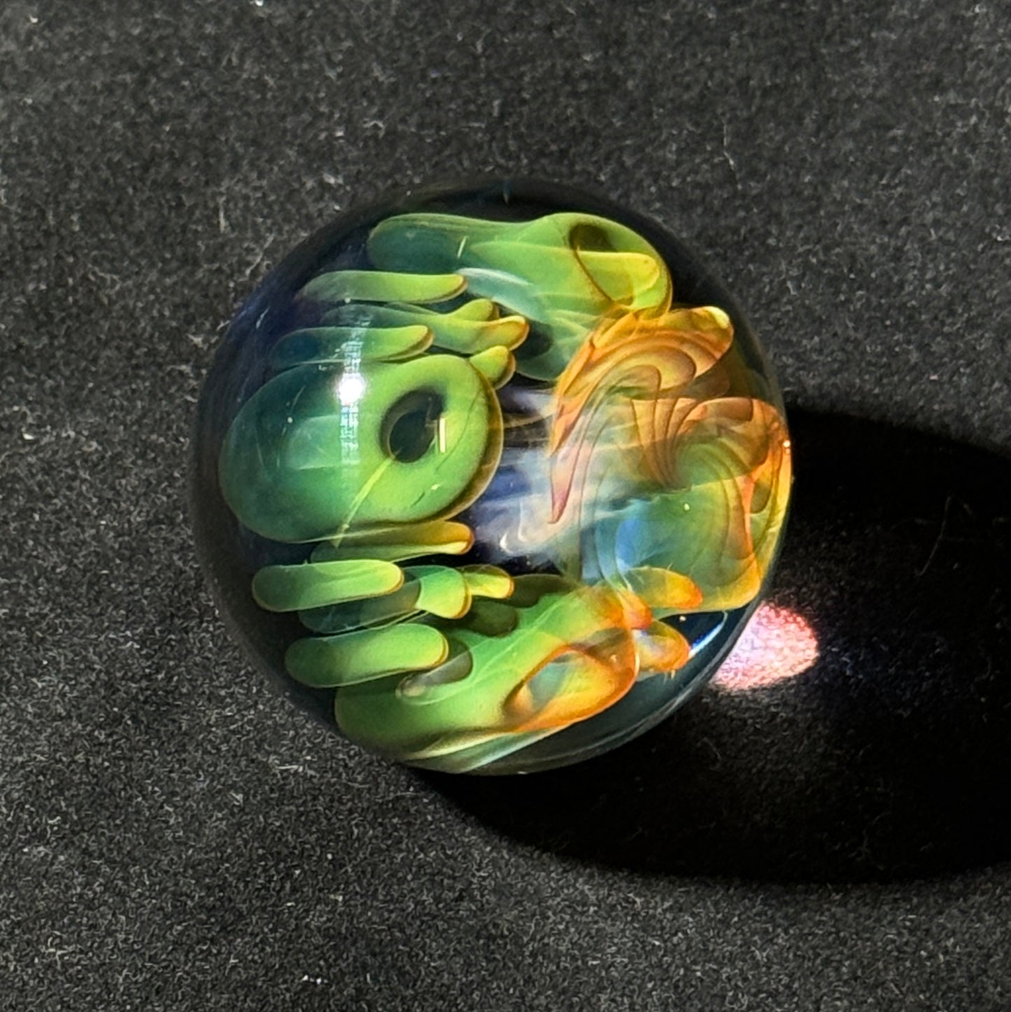 Fume wigwag implosion marble , gold and silver fume 36mm