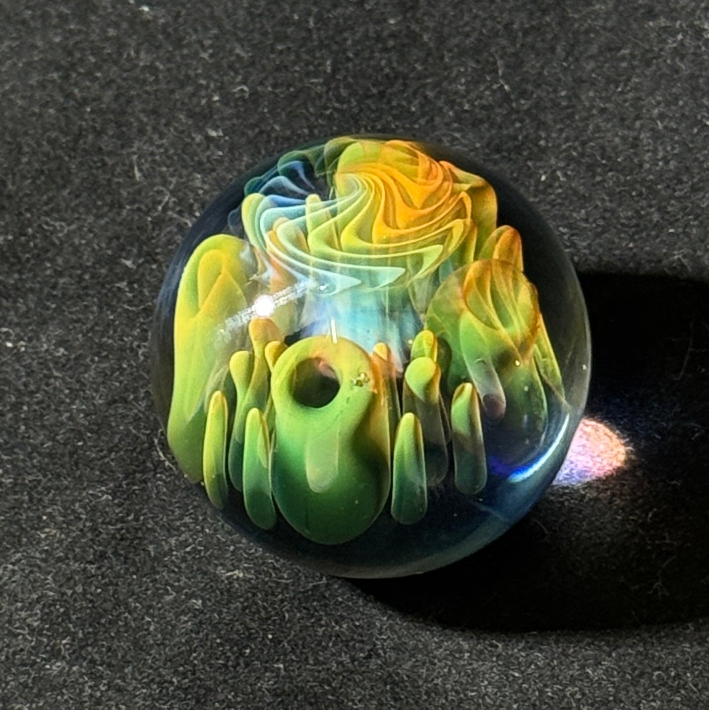 Fume wigwag implosion marble , gold and silver fume 36mm