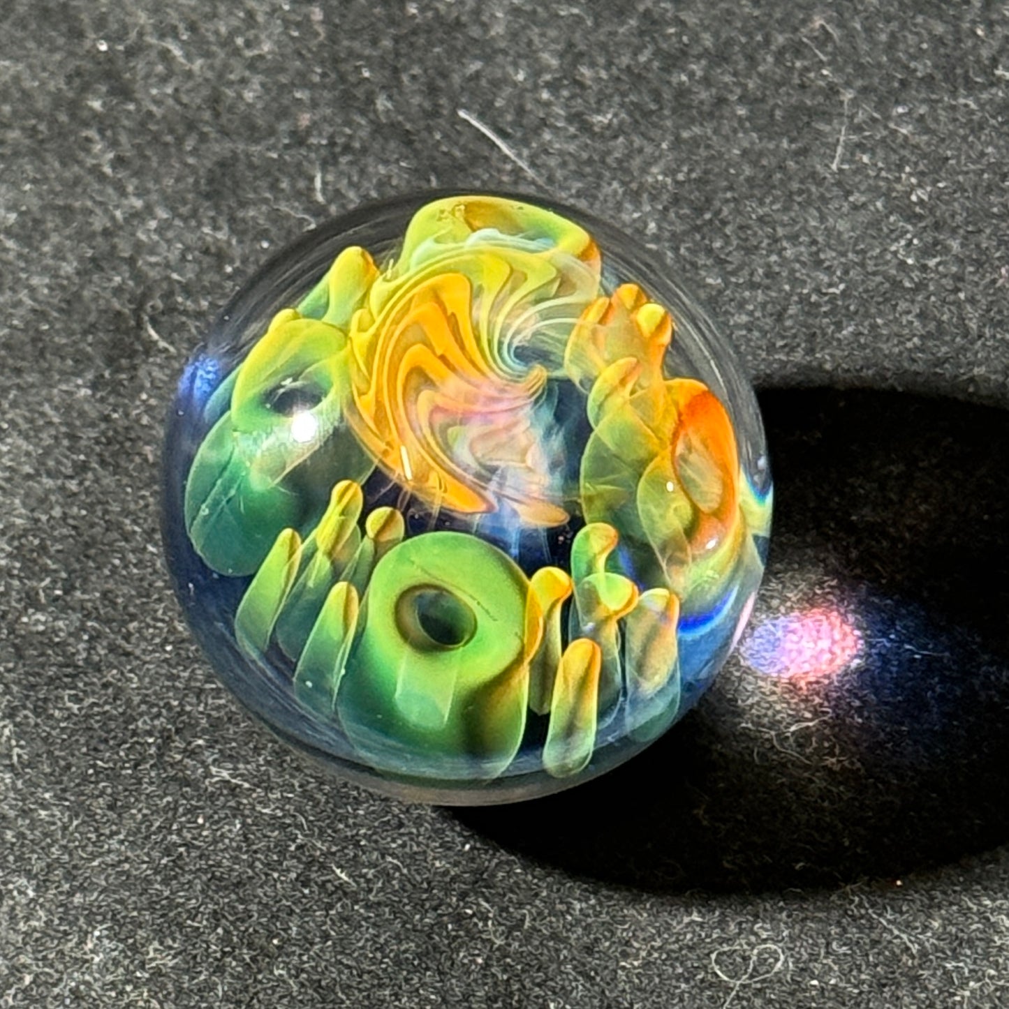 Fume wigwag implosion marble , gold and silver fume 36mm