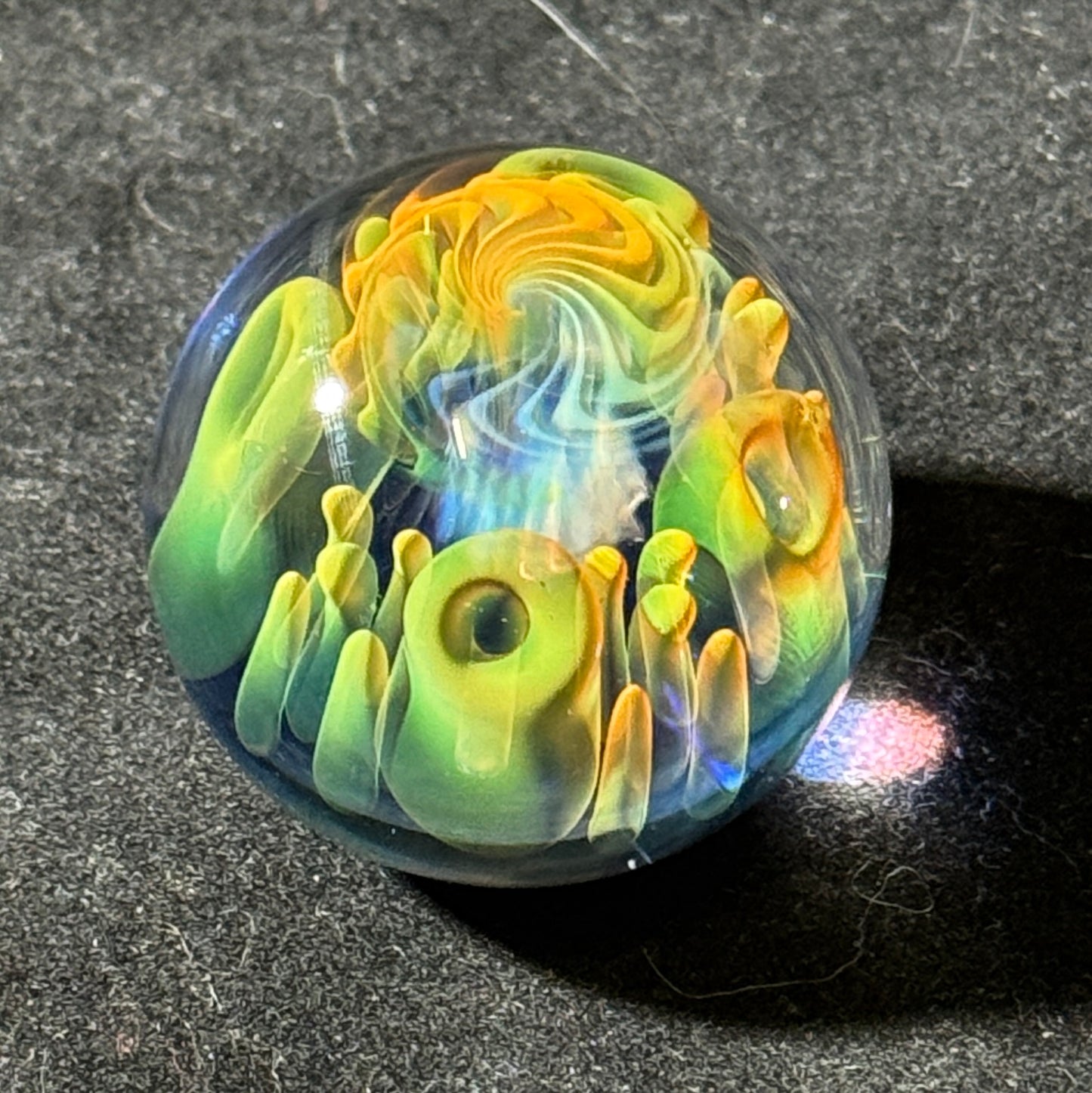 Fume wigwag implosion marble , gold and silver fume 36mm