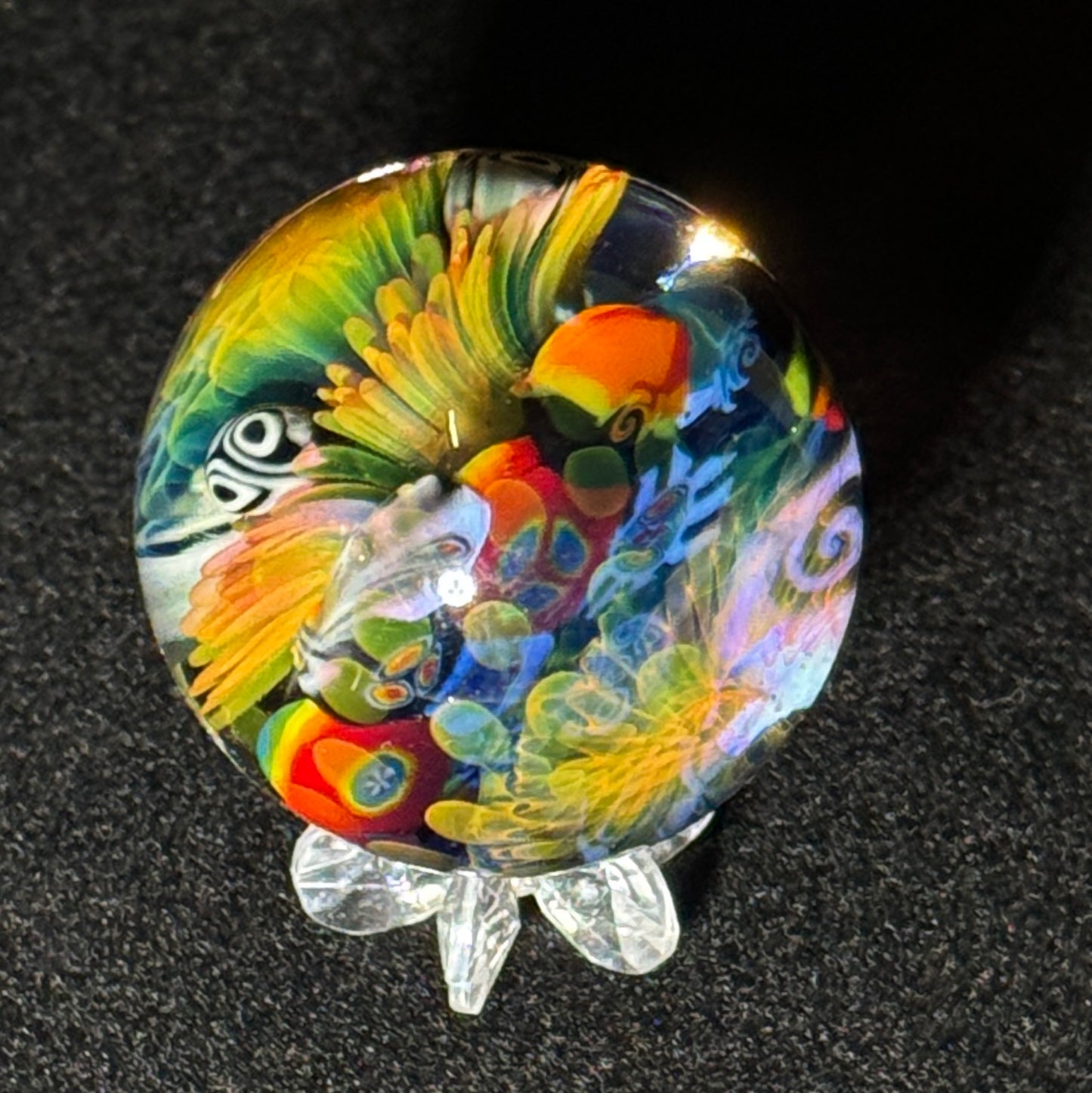 colorful murrine encasement and fume rainbow dot implosion marble, 40mm