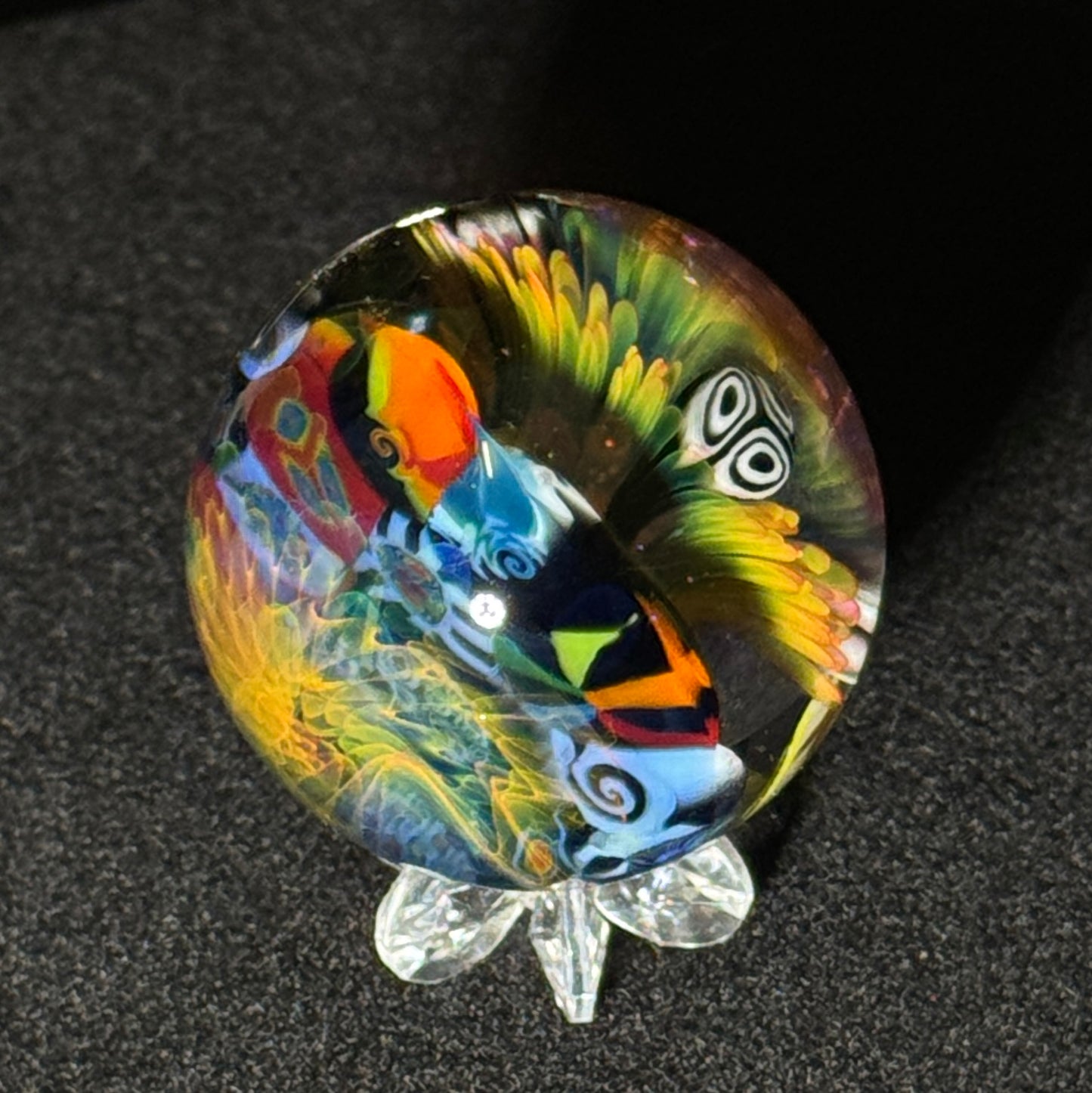 colorful murrine encasement and fume rainbow dot implosion marble, 40mm