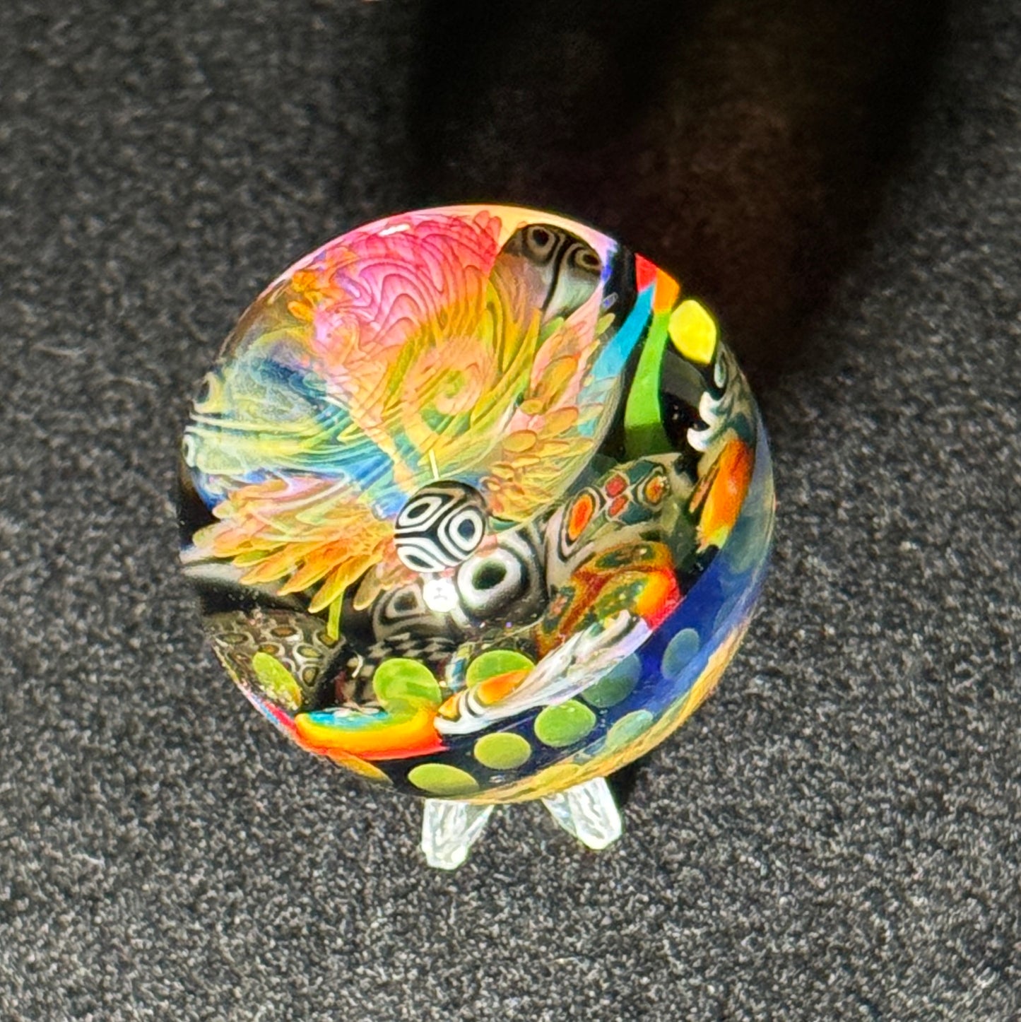 colorful murrine encasement and fume rainbow dot implosion marble, 40mm