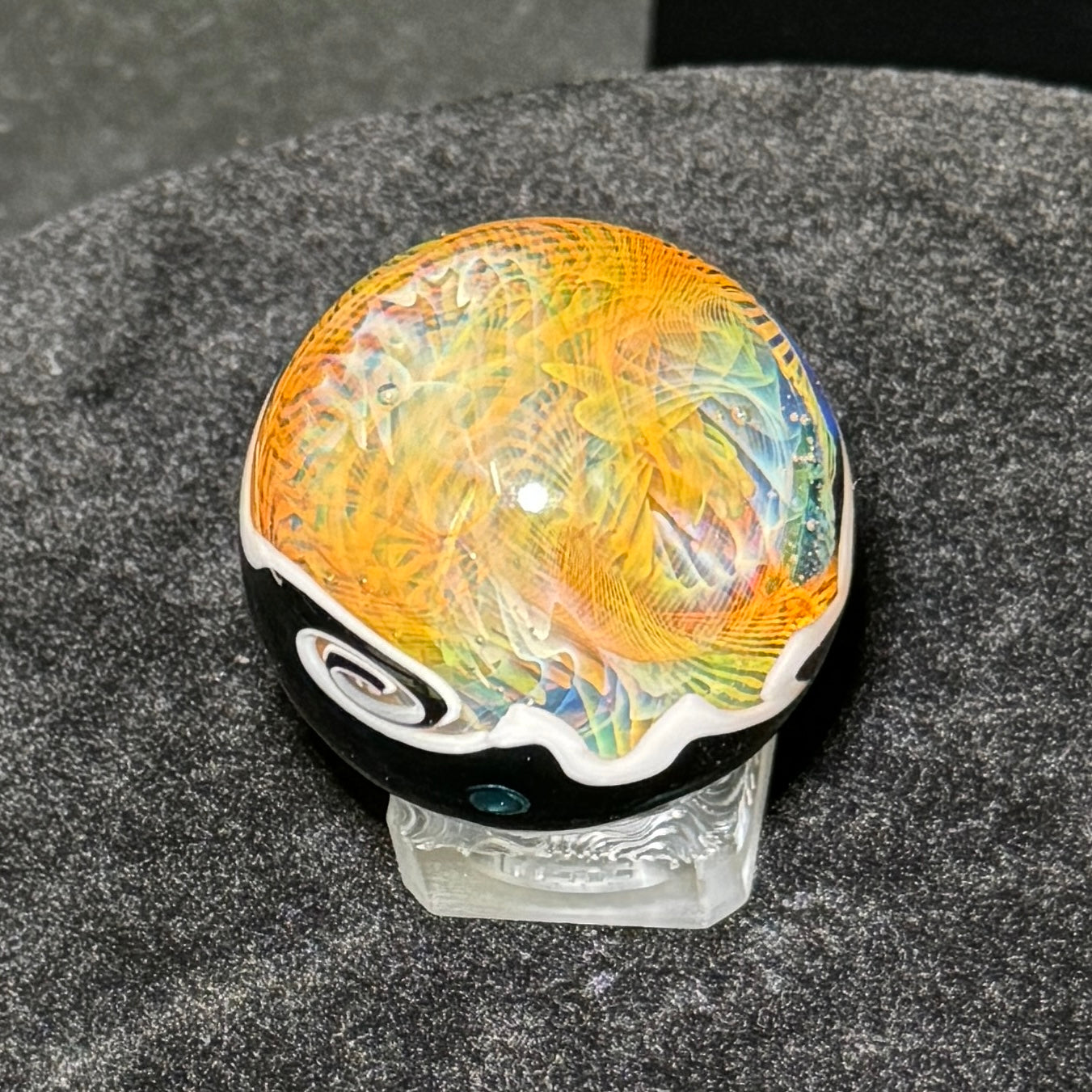 Double layer sleeved chaos fume blown glass marble, 45mm