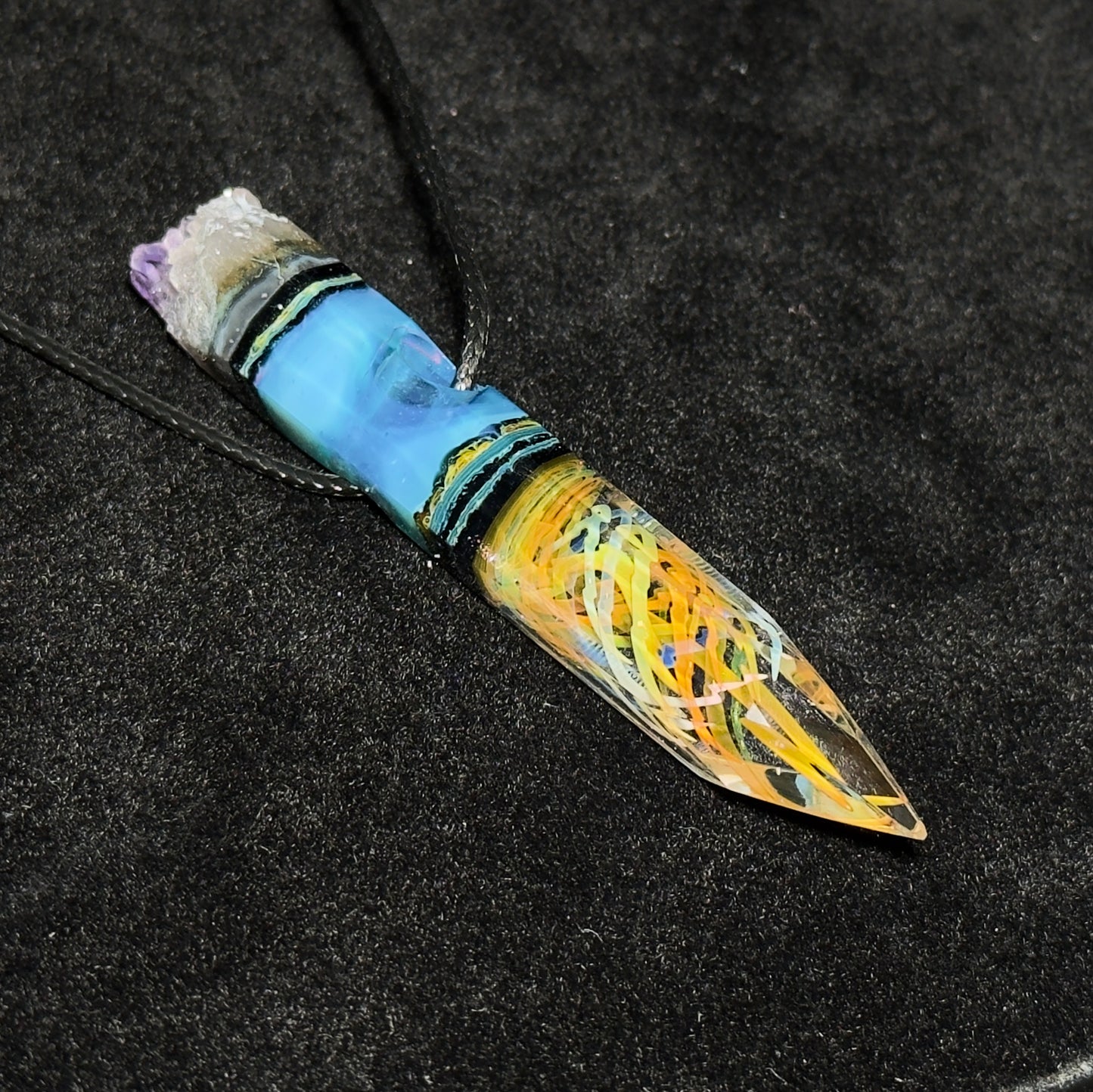 Fume Crystal "Core Sample" #1 - Amethyst and Borosilicate Pendant
