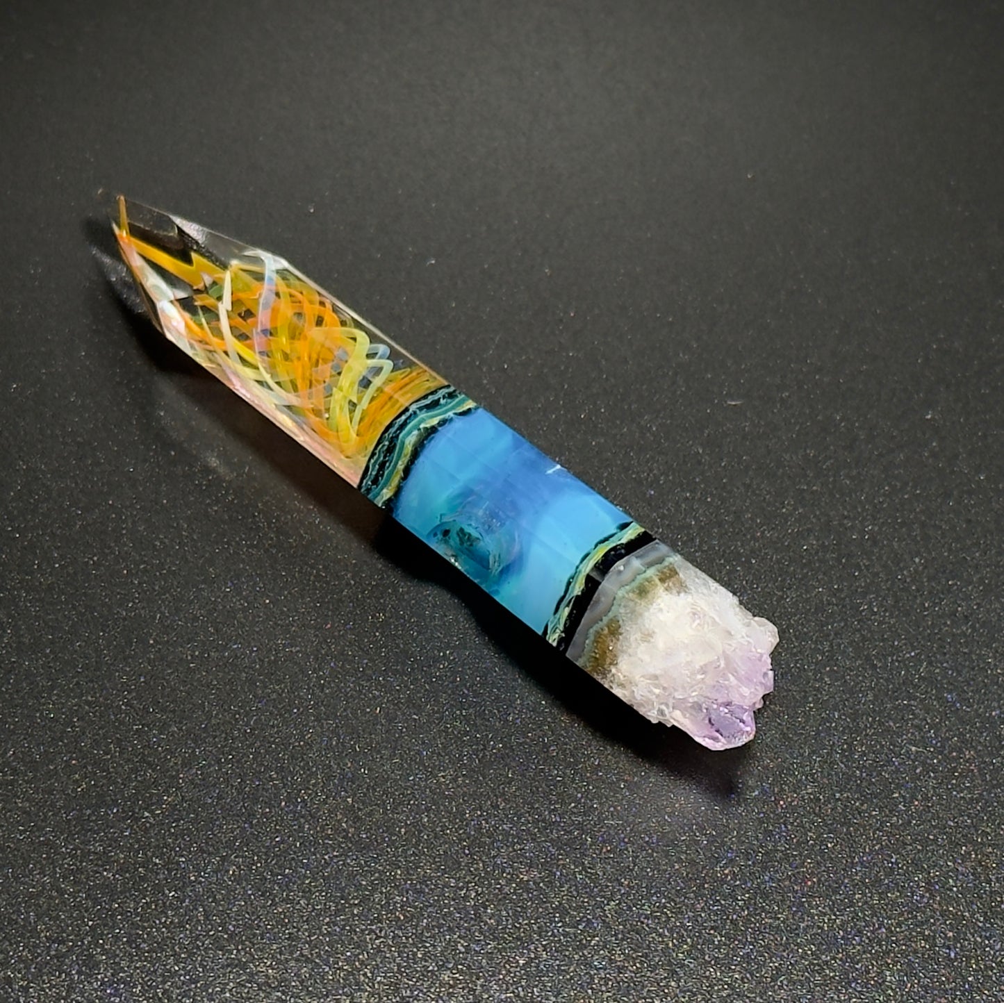 Fume Crystal "Core Sample" #1 - Amethyst and Borosilicate Pendant